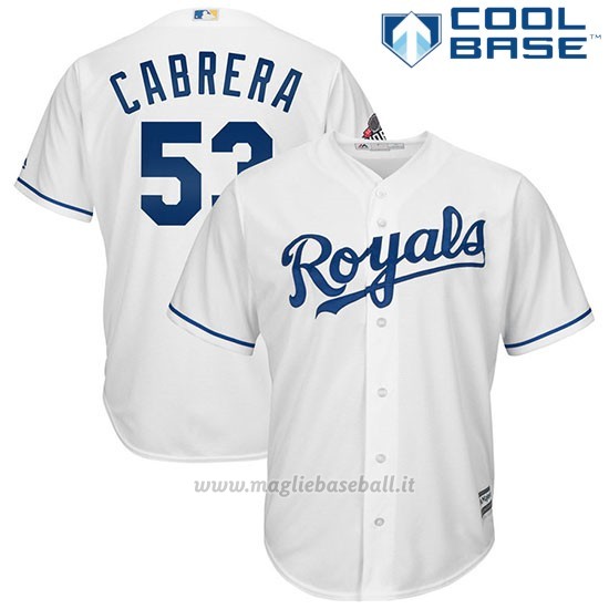 Maglia Baseball Uomo Kansas City Royals 53 Melky Cabrera Biancoplayer Cool Base